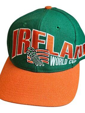 Ireland World Cup Baseball Cap Hat Soccer Football Orange Green APEX Snapback 94